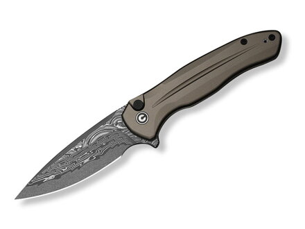 Civivi Button Lock Kitefin C24091-DS1 Damascus Brownish Gray Aluminum vreckový nôž