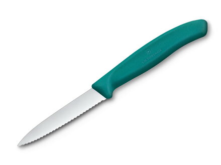 Victorinox Swiss Classic kuchynský nôž na zeleninu 8 cm - zúbkovaný, zelený 6.7634.C1