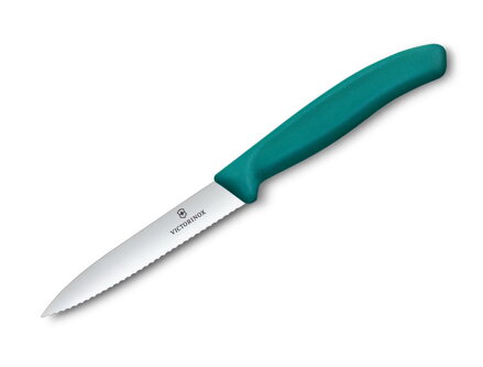 Victorinox Swiss Classic kuchynský nôž na zeleninu 10 cm - zúbkovaný, zelený 6.7734.C1