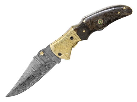 Zavierací nôž Damast Golden Bird Ram