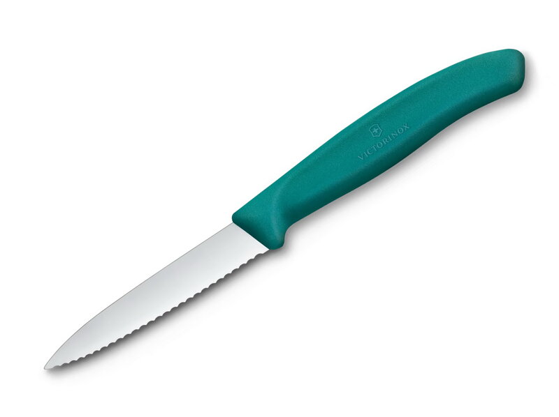 Victorinox Swiss Classic kuchynský nôž na zeleninu 8 cm - zúbkovaný, zelený 6.7634.C1